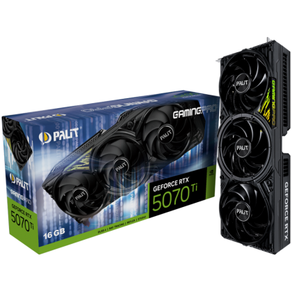 PALIT GeForce RTX 5070 Ti GamingPro V1 16GB GDDR7 256 bit, 1x HDMI 2.1b, 3x DP 2.1b, 3 Fan, 1x 16-pin pwr connector, 750W, 331.9 x 127 x 60 mm, NE7507T019T2-GB2031Y