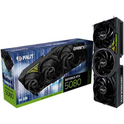 PALIT GeForce RTX 5080 GamingPro V1 16GB GDDR7, 256 bit, 1x HDMI 2.1b, 3x DP 2.1b, 3 Fan, 1x 16-pin pwr connector, 850W, 331.9 x 127.1 x 60 mm, NE75080019T2-GB2031Y