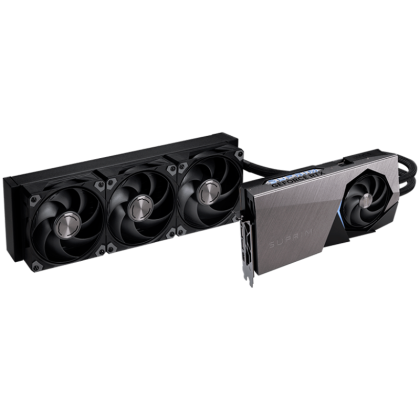 MSI Video Card NVIDIA GeForce RTX 5090 32G SUPRIM LIQUID SOC, 32GB GDDR7, 512-bit, 2580 MHz Boost (Gaming Mode), 21760 CUDA Cores, PCIe 5.0 x16, 3x DP 2.1b, HDMI 2.1b, RAY TRACING, Hybrid Liquid Cooling, 600W TDP, 16-pin PCIe Power, G-SYNC, 3Y