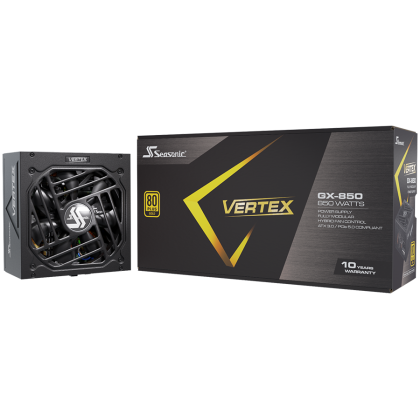 Seasonic VERTEX GX-850 Gold, ATX 3.0, 80 PLUS GOLD, 135mm FDB Fan, Fully Modular, PCIe Gen 5 Cable (12VHPWR) included, 10 Years Warranty (1VT85GFRT3A14X)