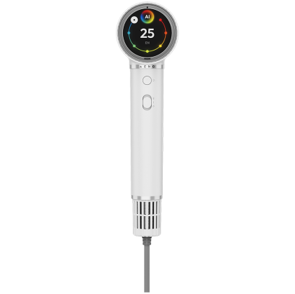 High Speed Hair Dryer, White, 220V-240V~50-60Hz, 1500W, Voice Control, Ionizer, Touch LCD, Infrared Nursing, Infrared Distance Protection, AI Control, Gravity Sensor 110000RPM, Noise less than 67dB