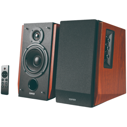 Edifier R1700BTs .0 Bookshelf Speakers, BT V5.1, RCA, 0.75-inch Tweeters, 4-inch Drivers, Sub-Out, 66W (RMS), Control Knobs and Remote Control, Brown