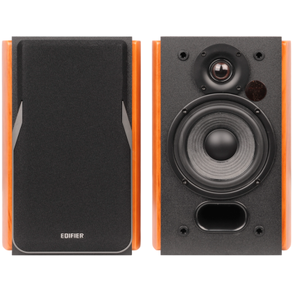 Edifier R1380DB 2.0 Bookshelf Speakers, BT V5.1, Optical, Coaxial, RCA, 1-inch Tweeters, 4-inch Drivers, 42W (RMS), Control Knobs and Remote Control, Brown