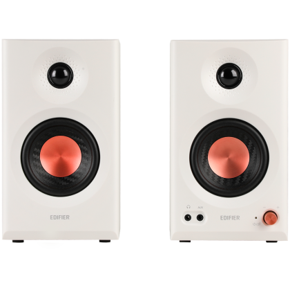 Edifier MR3 Active Studio Monitors, BT V5.4, RCA, AUX, 1-inch Tweeters, 3.5-inch Drivers, 36W (RMS), Tone Control Dials, White