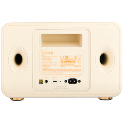 Edifier D32 2.1 Speaker, BT V5.3, Wi-Fi, AUX, USB-C, 1x 4-inch Midrange Driver, 2x 1-inch Tweeters, 60W (RMS), White