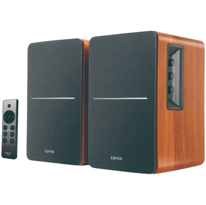 Edifier R1280DBs 2.0 Bookshelf Speakers, BT V5.1, Optical, Coaxial, RCA, 0.5-inch Tweeters, 4-inch Drivers, Sub-Out, 42W (RMS), Control Knobs and Remote Control, Black
