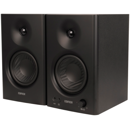 Edifier MR4 Active Studio Monitors, RCA, AUX, TRS, 1-inch Tweeters, 4-inch Woofers, 42W (RMS), Control Knob, Black