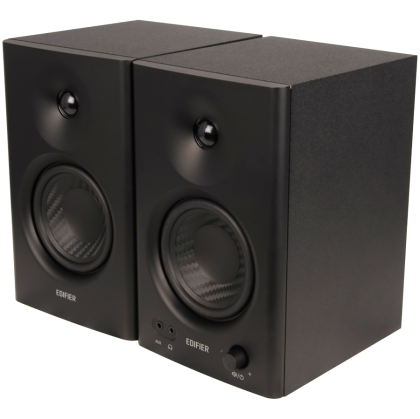 Edifier MR4 Active Studio Monitors, RCA, AUX, TRS, 1-inch Tweeters, 4-inch Woofers, 42W (RMS), Control Knob, Black