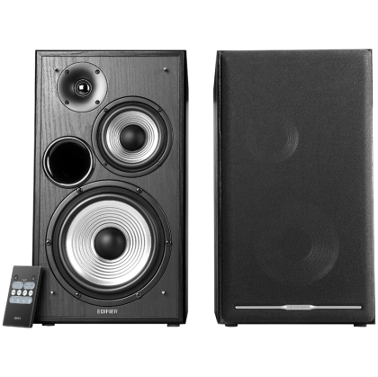 Edifier R2750DB 2.0 Bookshelf Speakers, BT V5.1, Optical, Coaxial, RCA, 0.75-inch Tweeters, 4-inch Drivers, 6.5-inch Woofers, Sub-Out, 136W (RMS), Control Knobs and Remote Control, Black