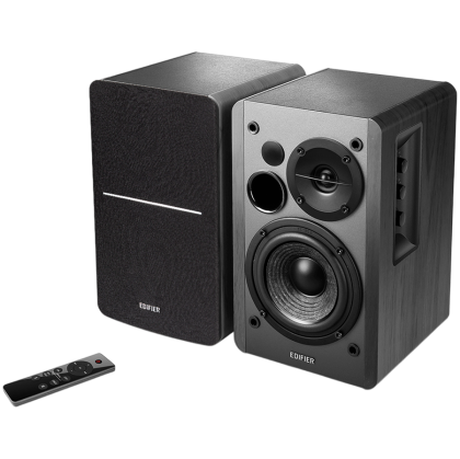 Edifier R1280DBs 2.0 Bookshelf Speakers, BT V5.1, Optical, Coaxial, RCA, 0.5-inch Tweeters, 4-inch Drivers, Sub-Out, 42W (RMS), Control Knobs and Remote Control, Brown