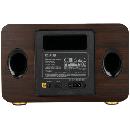 Edifier D32 2.1 Speaker, BT V5.3, Wi-Fi, AUX, USB-C, 1x 4-inch Midrange Driver, 2x 1-inch Tweeters, 60W (RMS), Black Walnut