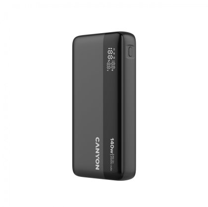 CANYON Power Bank PB-240, 25000mAh PD140W display power bank,Size160.0x82x27 mm Weight 508+-10g, Dark Grey