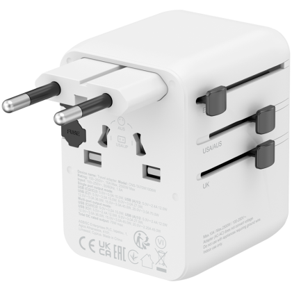CANYON Travel Adapter OnTour 20 EU/UK/US/AUS 70W  White