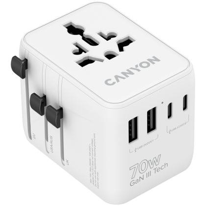 CANYON Travel Adapter OnTour 20 EU/UK/US/AUS 70W  White