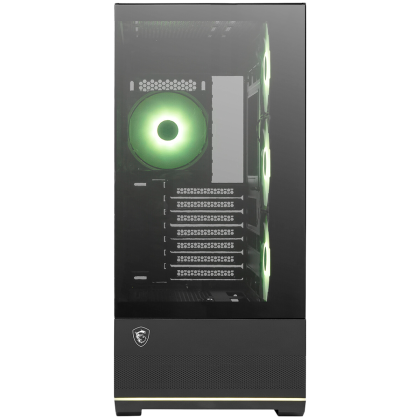 MSI MAG PANO 110R PZ, Mid-Tower, ATX/M-ATX/ITX, 2x USB 3.2, 1x USB Type-C 20Gbs, 1x Audio/Mic, LED Button, ARGB Hub, 4x 120mm ARGB Fans, ARGB Fan Hub, Mesh Panel, Tempered Glass, Black