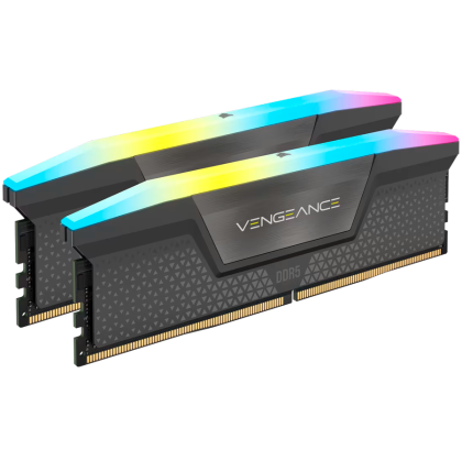 CORSAIR DDR5, 6000MT/s 64GB 2x32GB DIMM, Unbuffered, 40-40-40-77, Std PMIC, AMD EXPO, VENGEANCE RGB DDR5 Cool Grey Heatspreader, RGB LED, 1.35V