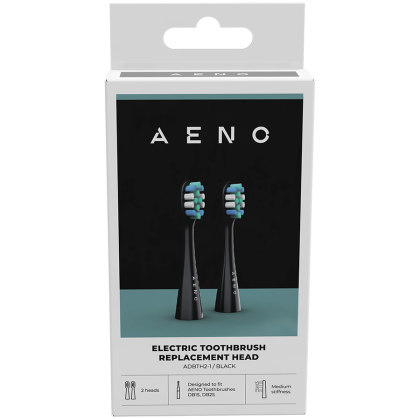 AENO Replacement toothbrush heads, Black, Dupont bristles, 2pcs in set (for ADB0002S/ADB0001S)