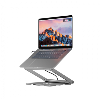 Canyon Laptop stands with hub, TYPE C F to HDMI2.0+2USB3.0+USBC3.0+RJ45+PD, TYEP C TO C cable 1m white with Emarker: HUSB332A, Material: Aluminum case+ABS+PS, Size: 245x240x27.2+/-0.3mm, Weight:1304g