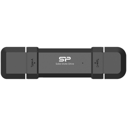 Silicon Power 500GB DS72 Dual USB-C/USB 3.2 Gen 2, Portable External SSD, Steam Deck and iPhone 15 Pro, R/W: up to 1050MB/s; 850MB/s, Black