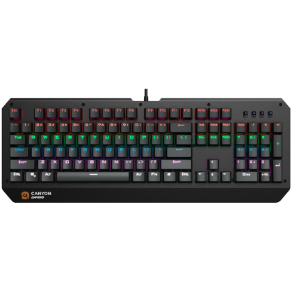 CANYON Hazard GK-6, Wired multimedia gaming keyboard with lighting effect, 108pcs rainbow LED, Numbers 104keys, EN double injection layout, cable length 1.8M, 450.5*163.7*42mm, 0.90kg, color black