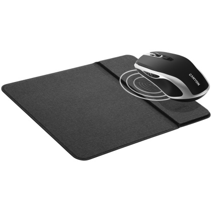 CANYON MW-19, 2.4GHz Wireless Rechargeable Mouse with Pixart sensor, 6keys, Silent switch for right/left keys,Add NTCDPI: 800/1200/1600, Max. usage 50 hours for one time full charged, 300mAh Li-poly battery, Black -Silver, cable length 0.6m, 121*70*39mm, 