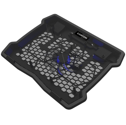 CANYON NS02, Cooling stand single fan with 2x2.0 USB hub, support up to 10”-15.6” laptop, ABS plastic and iron, Fans dimension:125*125*15mm(1pc), DC 5V, fan speed: 800-1000RPM, size:340*265*30mm, 406g