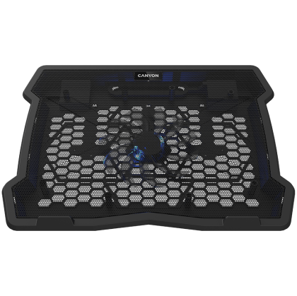 CANYON NS02, Cooling stand single fan with 2x2.0 USB hub, support up to 10”-15.6” laptop, ABS plastic and iron, Fans dimension:125*125*15mm(1pc), DC 5V, fan speed: 800-1000RPM, size:340*265*30mm, 406g