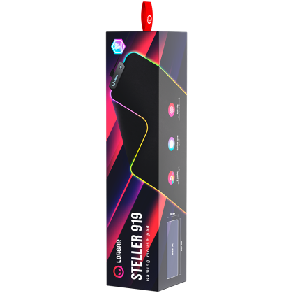 Lorgar Steller 919, Gaming mouse pad, High-speed surface, anti-slip rubber base, RGB backlight, USB connection, Lorgar WP Gameware support, size: 900mm x 360mm x 3mm, weight 0.635kg