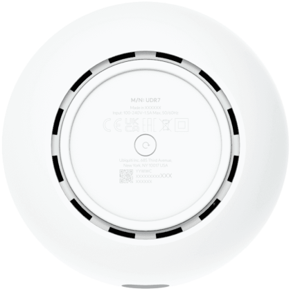 Ubiquiti UniFi UDR7 Dream Router 7 Desktop 10G Cloud Gateway with integrated WiFi 7, PoE switch, microSD storage, and full UniFi application support, 10G SFP+ and (1) 2.5 GbE RJ45 WAN port, 64 GB microSD