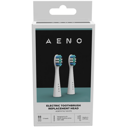AENO Replacement toothbrush heads, White, Dupont bristles, 2pcs in set (for ADB0007/ADB0008)