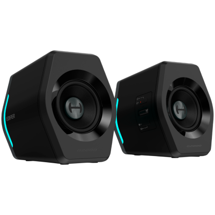 Edifier G2000 2.0 Audio System, BT V5.1, USB, AUX, 2.75-inch Drivers, RGB Lighting, 16W (RMS), Black