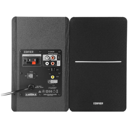 Edifier R1280DB 2.0 Bookshelf Speakers, BT V5.1, Optical, Coaxial, RCA, 0.5-inch Tweeters, 4-inch Drivers, 42W (RMS), Control Knobs and Remote Control, Black