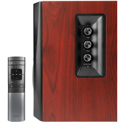 Edifier S350DB 2.1 Audio System, BT V5.1, Optical, Coaxial, RCA, 8-inch Subwoofer, 3.5-inch Drivers, 0.75-inch Tweeters, 70W (RMS), Control Knobs and Remote Control, Brown