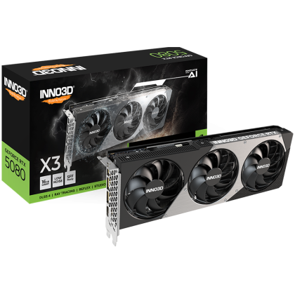 INNO3D NVIDIA GEFORCE RTX 5080 X3 OC 16GB GDDR7 256bit, 2460 MHz / 30Gbps, 3x DP, 1x HDMI, 3 fan, 2,5 slot