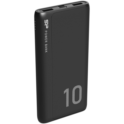 Silicon Power GP15 10.000mAh PowerBank > 500 charging cycles Dual input Micro-B & Type-C, Dual USB output 2.1A, 10000mAh, Li-polymer, Black