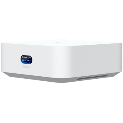 Ubiquiti UniFi Express 7 UX7 Mesh-scalable, super-compact 10G Cloud Gateway with integrated WiFi 7, 10 GbE RJ45 WAN port, 2.5 GbE RJ45 LAN port to extend network, up to 30+ UniFi devices and 300+ clients