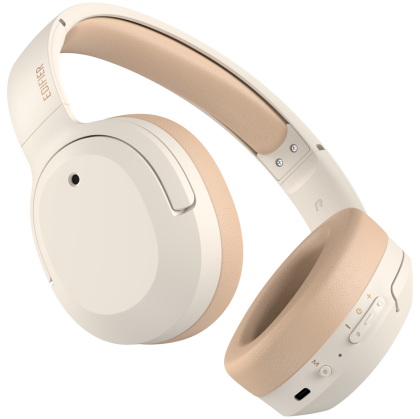 Edifier W820NB Plus Wireless Over-Ear Headphones, 40mm Dynamic Titanium-Coated Drivers, BT V5.2, ANC, Hi-Res Audio Certification, Up To 49H Battery, USB-C, Ivory