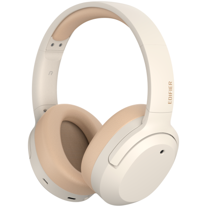 Edifier W820NB Plus Wireless Over-Ear Headphones, 40mm Dynamic Titanium-Coated Drivers, BT V5.2, ANC, Hi-Res Audio Certification, Up To 49H Battery, USB-C, Ivory