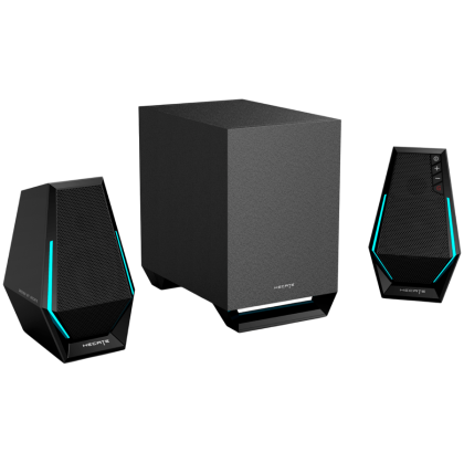 Edifier G1500 MAX 2.1 Audio System, BT V5.3, USB, AUX, 2.5-inch Drivers, 4-inch Subwoofer, RGB Lighting, 30W (RMS), Black