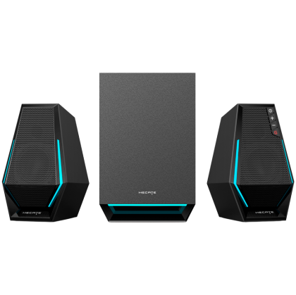 Edifier G1500 MAX 2.1 Audio System, BT V5.3, USB, AUX, 2.5-inch Drivers, 4-inch Subwoofer, RGB Lighting, 30W (RMS), Black