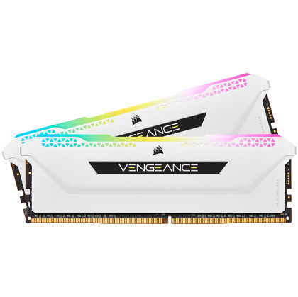 CORSAIR DDR4, 3200MHz 16GB 2x8GB Dimm, 16-20-20-38, XMP 2.0, Vengeance RGB Pro SL White Heatspreader, RGB LED, Black PCB, 1.35V, for AMD Ryzen & Intel