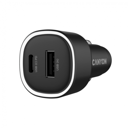 CANYON car charger OnDrive 48 PD 48W USB-A+USB-C Black