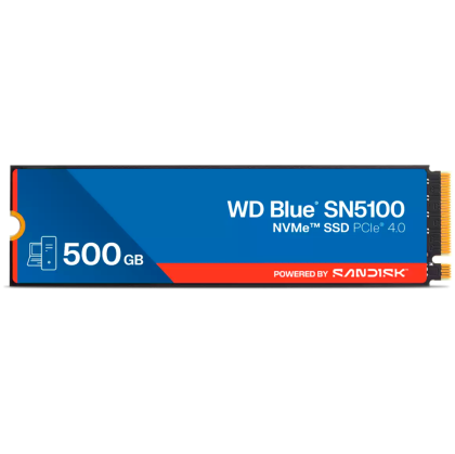 SSD POWERED BY SANDISK WD Blue SN5100 500GB M.2 2280 PCIe Gen4 x4 NVMe QLC 3D, Read/Write: 6600/5600 MBps, IOPS 660K/1100K, TBW: 300