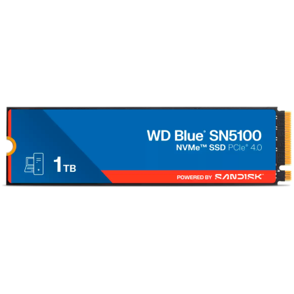 SSD POWERED BY SANDISK WD Blue SN5100 1TB M.2 2280 PCIe Gen4 x4 NVMe QLC 3D, Read/Write: 7100/6700 MBps, IOPS 1000K/1300K, TBW: 600