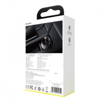 Зарядно за автомобил Baseus Digital Display 2xUSB 4.8A Car Charger 24W