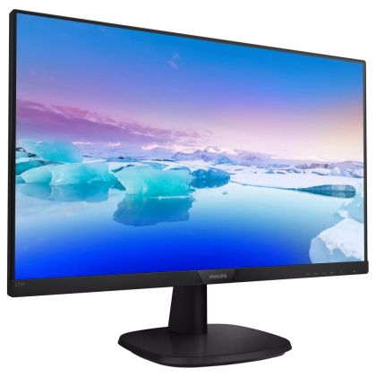 Монитор Philips 273V7QDAB, 27" WLED IPS, 1920x1080@75Hz, 4ms GtG, 250cd/m2, 1000:1, DC10M:1, FlickerFree, Low Blue Mode, 2Wx2, Tilt, D-SUB, DVI, HDMI, 3-sided frameless