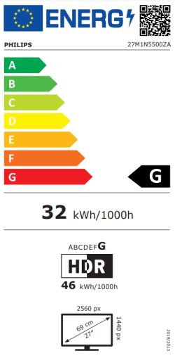 Монитор Philips 27M1N5500ZA, 27" NanoIPS WLED, 2560x1440@170Hz, 1ms GtG, 1ms MPRT, 350cd m/2, 1000:1, Mega Infinity DCR, FreeSync Premium, FlickerFree, Low Blue Mode, 5Wx2, Tilt, Height Adjust, Pivot, Swivel, 2xHDMI, 2xDP, USB hub