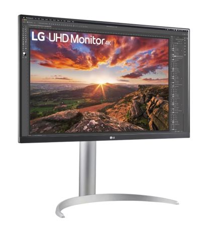 Монитор LG 27UP850N-W, 27" UHD 4K IPS, Anti-Glare, DCI-P3 95%, Cinema Screen, 5ms, 1200:1, 400 cd/m2, 3840x2160, HDR 400, MAXX Audio 5W x 2, USB type-C charging (up to 90W), HDMI, DisplayPort, AMD FreeSync, Headphone out, Tilt, Height (Range), Pivot