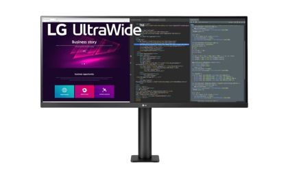 Монитор LG 34WN780P-B, 34" UltraWide Ergo IPS AG, 5ms, CR 1000:1, 300 cd/m2, 21:9, QHD (3440x1440), HDR 10, sRGB 99% , AMD FreeSync, Reader Mode, 75Hz, USB hub 3.0, HDMI, DisplayPort, Speaker 7Wx2, Height Adjustable, Tilt, Swivel, Extend, Retract, Black