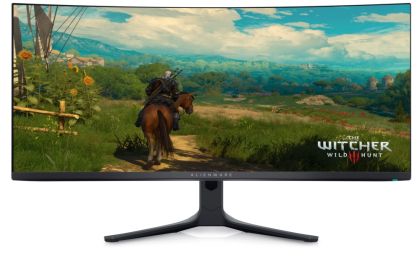 Монитор Dell Alienware AW3423DWF, 34" CURVED QD-OLED GAMING LED 21:9 AR, 0.1ms GtG, WQHD (3440x1440), 165Hz, 1000:1, 250 cd/m2, AMD FreeSync Premium, HDR 400, 99.3% DCI-P3 ,HDMI, DP, USB 3.2 Hub, PIP, PBP, ComfortView, Height Adjustable, Swivel, Tilt, Bla